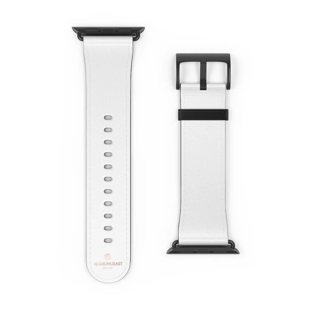 White Solid Color Watch Band, Best 38mm/42mm Watch Band Strap For Apple Watches- Made in USA