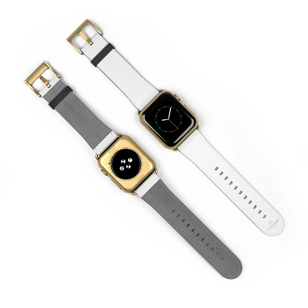 White Solid Color Watch Band, Best 38mm/42mm Watch Band Strap For Apple Watches- Made in USA