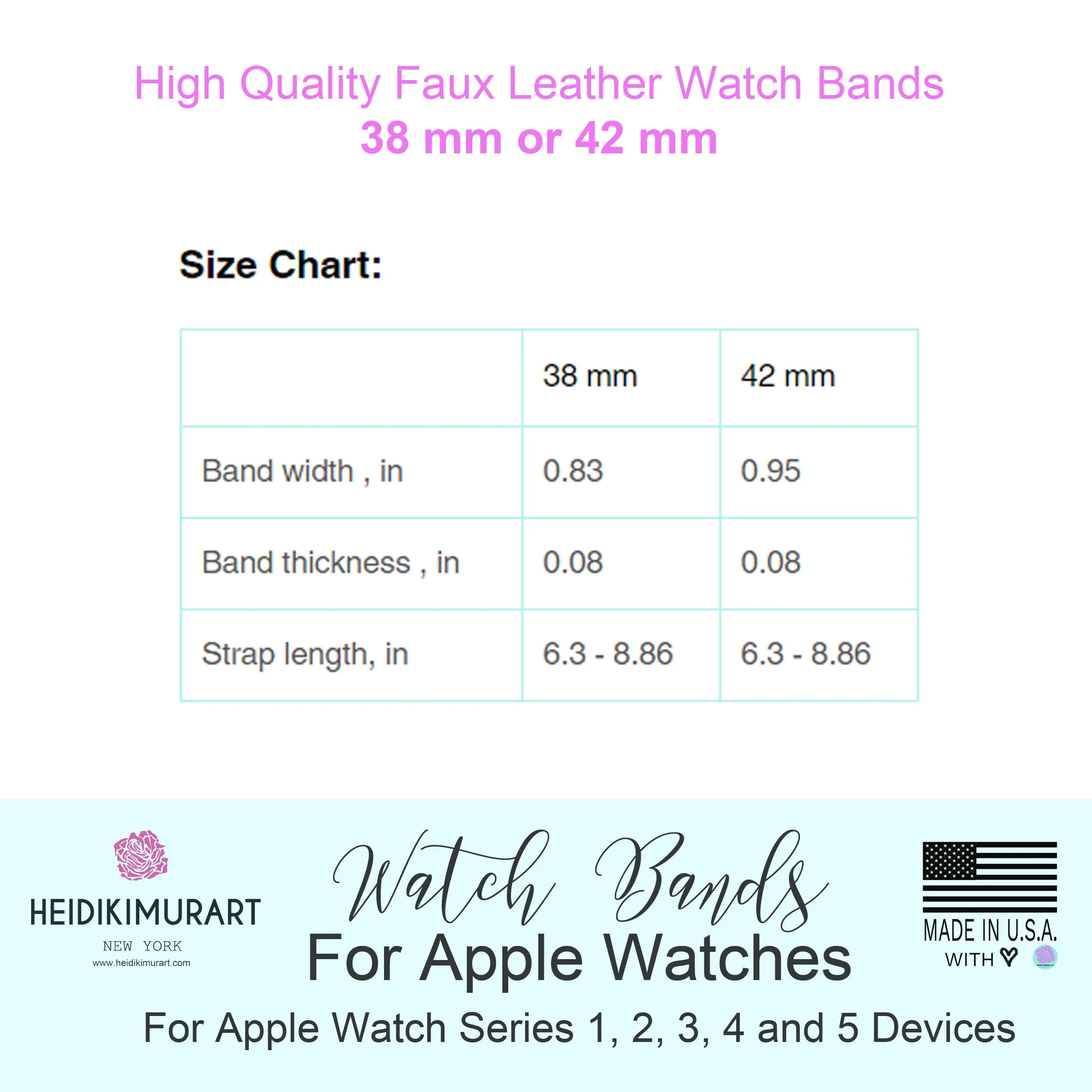 White Solid Color Watch Band, Best 38mm/42mm Watch Band Strap For Apple Watches- Made in USA