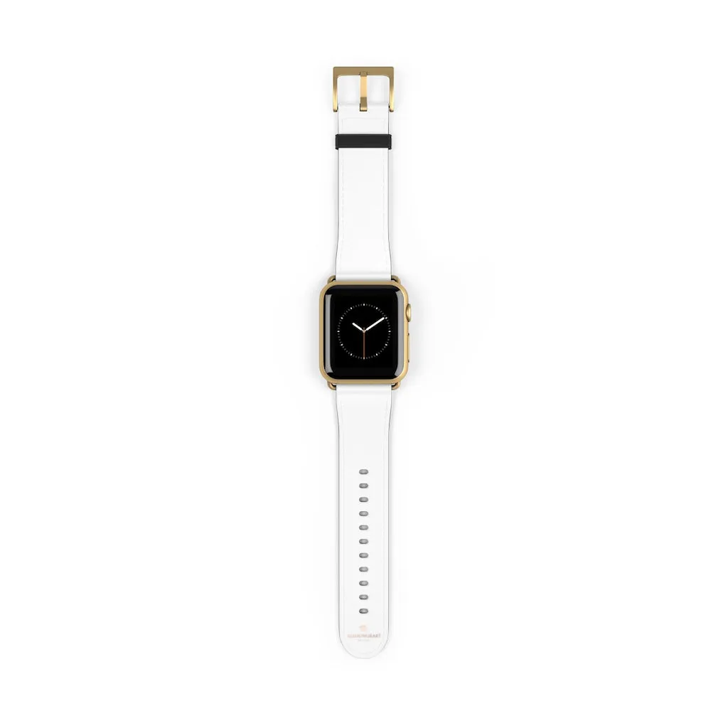 White Solid Color Watch Band, Best 38mm/42mm Watch Band Strap For Apple Watches- Made in USA