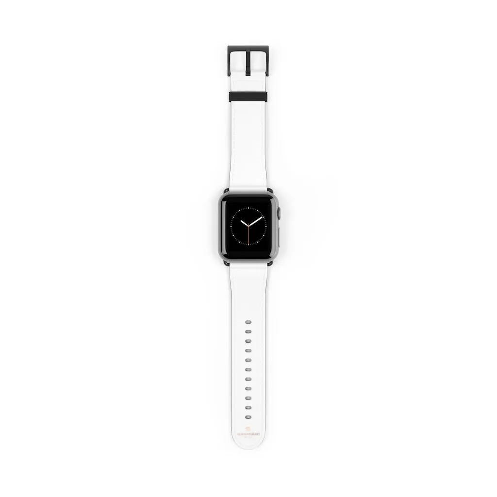 White Solid Color Watch Band, Best 38mm/42mm Watch Band Strap For Apple Watches- Made in USA
