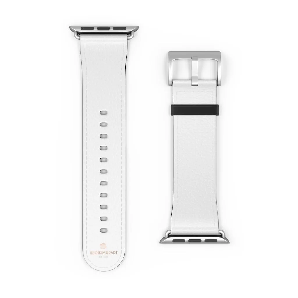 White Solid Color Watch Band, Best 38mm/42mm Watch Band Strap For Apple Watches- Made in USA
