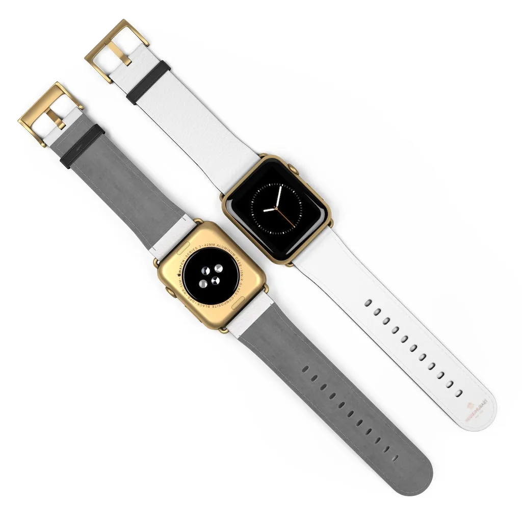 White Solid Color Watch Band, Best 38mm/42mm Watch Band Strap For Apple Watches- Made in USA