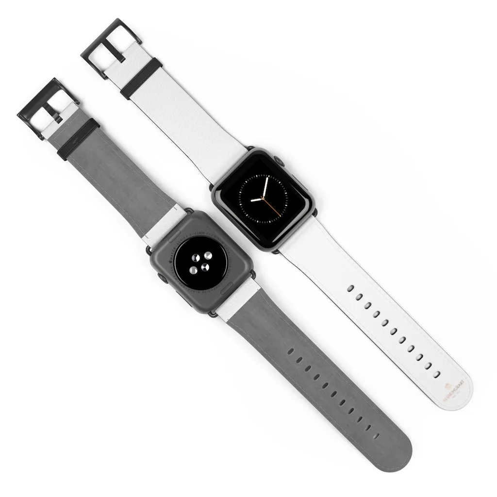White Solid Color Watch Band, Best 38mm/42mm Watch Band Strap For Apple Watches- Made in USA