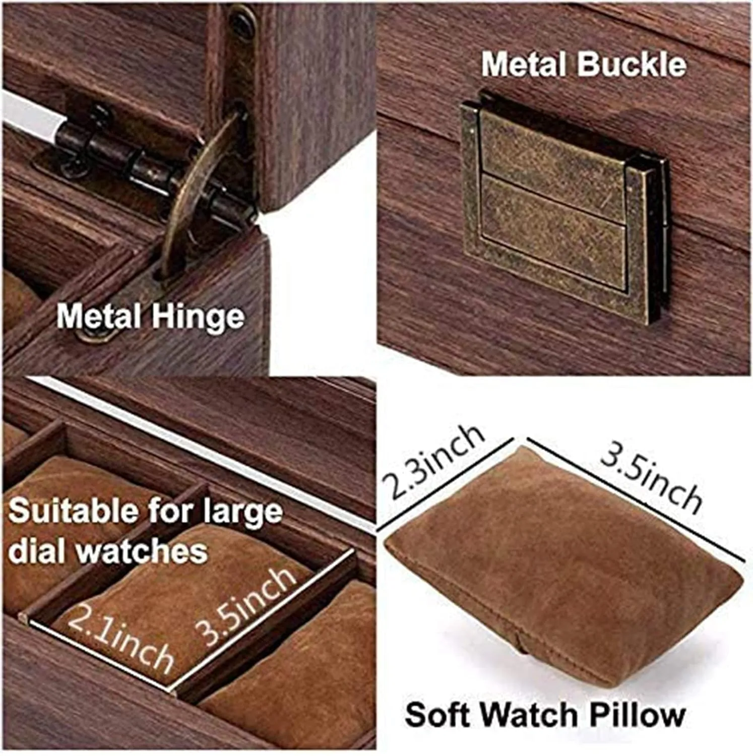 Wooden Look 10 Slot Watch Box Organizer Watch Case with Glass Top Antique Lock