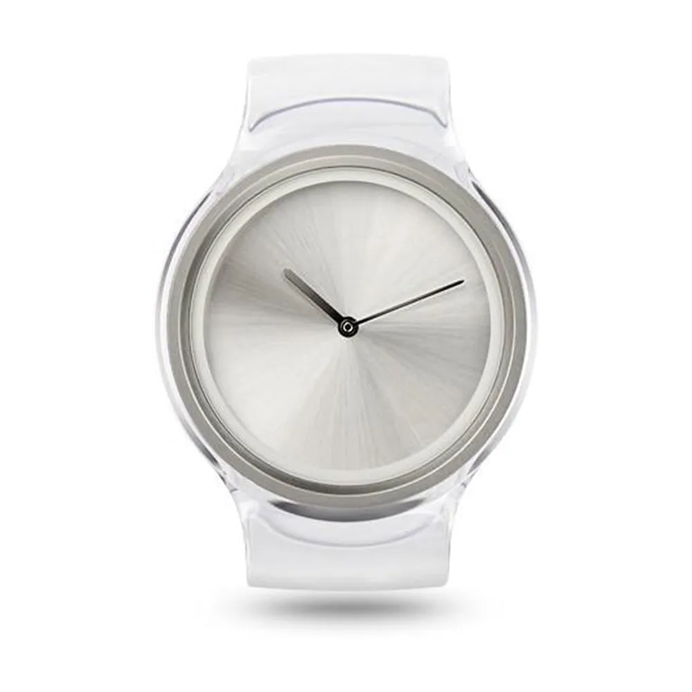Ziiiro Unisex Ion Transparent Plastic Watch - Clear Rubber Strap - Silver Dial - Z0007WTT