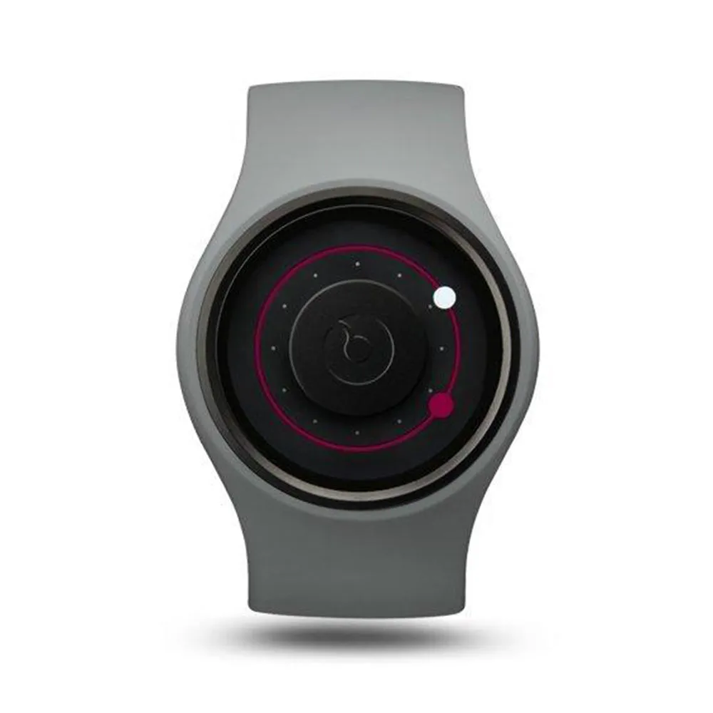 Ziiiro Unisex Orbit Plastic Watch - Gray Rubber Strap - Black Dial - Z0003WGYM